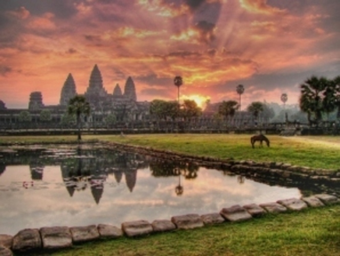 Starověký chrám Angkor Wat v Kambodži